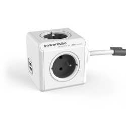 Przedłużacz PowerCube z 4-krotnym gniazdem E/FR i 2xUSB 5V 2,1A 3m szary 2404/FREUPC