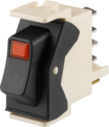 Rocker switch, red, 1 pole, On-Off, off switch, 7 A/250 VAC, IP40, illuminated, 1550.1902