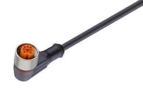 Kabel konfekcjonowany jednostronnie zakończony złącze M12 żeńskie kątowe 4-pinowe z gwintem samoblokującym PUR RKWT 4-225/5 M