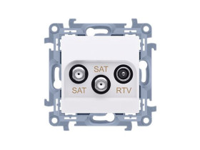 SIMON 10 Gniazdo antenowe satelitarne pojedyncze SAT-SAT-RTV pojedyncze tłum.: SAT 1-0.5dB SAT 2-1.5dB RTV-0.5dB białe CASK2.01/