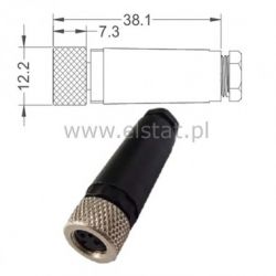 Złącze proste żeńskie M8, 3P skręcane