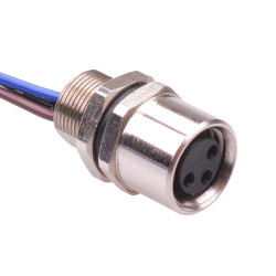 3 Way M8 Prewired Female Front Mounting Receptacle Circular Connector IP67 3A