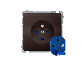 SIMON BASIC Gniazdo DATA z uziemieniem i kluczem uprawniającym (moduł) 16A 250V zaciski śrubowe czekoladowy BMGD1.01/47 KONTAKT