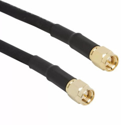 Coaxial cable, SMA plug (straight) to SMA plug (straight), 50 Ω, RG-58, grommet black, 153 mm, 135101-04-06.00