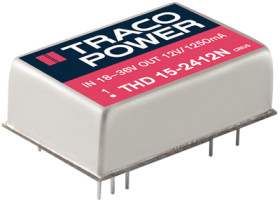 DC converter, 18-36 VDC, 15 W, 1 output, 12 VDC, 91 % efficiency, THD 15-2412N