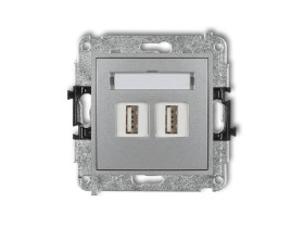 MINI Gniazdo USBx2 podwójne-AA 3.0 srebrny metalik 7MGUSB-6 KARLIK