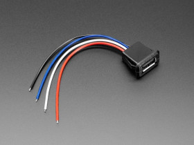 Adafruit Snap-In Panel Mount Cable - USB Type A Socket to 4 Wires
