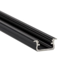 Profil aluminiowy LED z kołnierzem GLAX Mini wysoki 12,5mm czarny mat 2 m (wpuszczany)