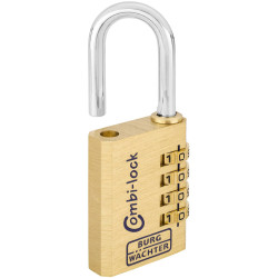 Burg W&#xE4;chter 2261 Combi Lock Brass 40mm Robust 4-Wheel Padlock