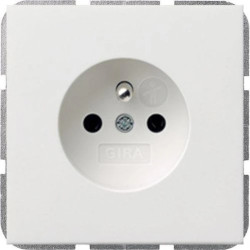 GIRA F100 Gniazdo z bolcem i przesłonami torów prądowych biały połysk