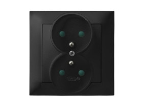 IMPRESJA Gniazdo podwójne z uziemieniem z przesłonami z ramką czarny metalik GP-2YZP/33 OSPEL