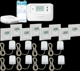 161656A0+8 156669A0+153309A0 Starter set for smart underfloor heating for 8 rooms