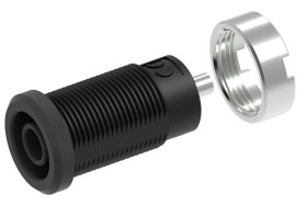 Gniazdo bananowe Żeński Wypustka Czarny 25A Electro PJP rozmiar 4 mm