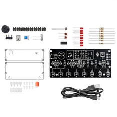 Zestaw elektronicznego pianina 8-klawiszowy interfejs trzech tonów 14 wbudowanych piosenek efekt oświetlenia LED zasilanie 5V DI