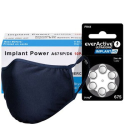 60 x baterie do aparatów słuchowych everActive ULTRASONIC IMPLANT HD 675 + maska wielokrotnego użytku Stanteks