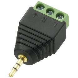 TruComponents 202623 2.5 mm audio jack Plug, straight,Pins:3 Stereo Black