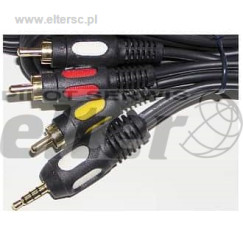 Kabel Jack AUX 3,5mm(4)-3xRCA cinch 1,5m łezka