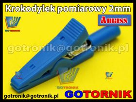 Krokodylek 2mm do przewodów miernika NIEBIESKI
