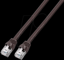 1m VOIP patch cable Cat.6, black, short grommet