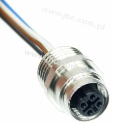 RKF 4/0,5 M gniazdo 4 stykowe M12/FIX metalowe, do obudowy z gwintem montażowym PG9, przewody 0,5m, 11267, LUMBERG, (zam. do ELK