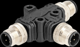 60578 M12 T-splitter, A-coded, 4 pin, 1x plug > 2x plug