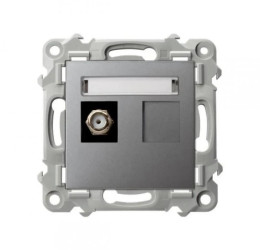 SZAFIR Gniazdo antenowe typu F pojedyncze szary mat GPA-1ZF/m/70