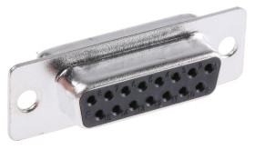 Złącze D-Sub 15-pinowe Żeński Proste Montaż na kablu raster 2.77mm Złoto na niklu