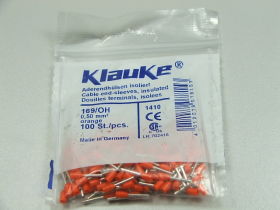 Końcówka tulejkowa Klauke 169/OH izol. 0,5mm2 Kolor izol. orange
