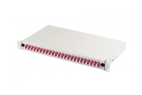 Panel krosowy FO z wyposażeniem 19 1U, 24x LC dx, OM4, adaptery, wysuwany, szary DN-96432-4