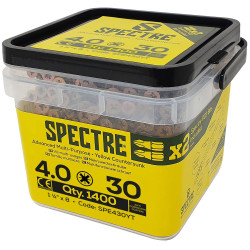 ForgeFix SPE430YT Spectre&#x2122; PZ Compatible Wood Screw CSK ZYP 4.0 x 30mm Tub 1400