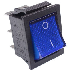Blue illuminated On-On Rectangle Rocker Switch 220V DPDT
