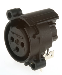 Złącze XLR 3 -pinowe Montaż na płytce drukowanej Żeński Czarny