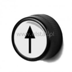 Przycisk biały z czarną strzałką kryty niski chwil