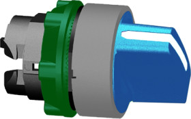 Toggle switch, 3 positions, unlit, latching, waistband round, blue, front ring gray, 45°, mounting Ø 22 mm, ZB5AD706C0