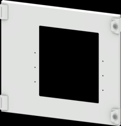 Compartment door, rectangular, sheet steel, (W x H x D) 600 x 550 x 25 mm, light gray, for built-in installation devices, 8PQ205