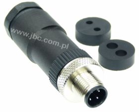 RSC 4/DUO, M12, 4 styki, złącze męskie (wtyk) proste, dławik PG11 na dwa przewody (3-5mm), nakrętka metalowa, LUMBERG, 18236, RS