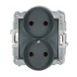 MINI Gniazdo podwójne b/u grafitowy mat 28MGPR-2