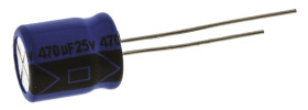 Kondensator 470μF 25V dc Radialny, Otwór przelotowy Vishay roztaw: 5mm 10 (Dia.) x 12mm