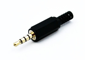 Wtyk JACK 3,5mm 4-polowy, obudowa plastikowa JW900