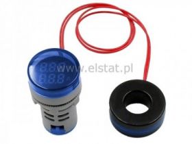 Woltomierz amperomierz 500VAC/100A niebieski 22mm