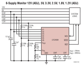 Conﬁgurable 6-Supply Monitors with Watchdog Timer
