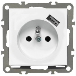 QUADRA Gniazdo z/u +USB białe