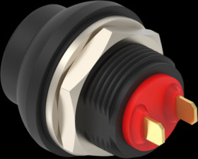Pushbutton, 1 pole, black, unlit , 0.12 A/125 VAC, 0.2 A/50 VDC, 13.6 mm, IP68, 2329328-1