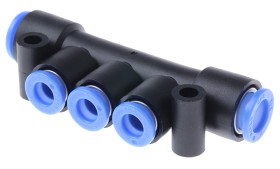 Rozdzielacz liczba wylotów 3 wylotowe Wciskane 6 mm PBT wlotowe Wciskane 8 mm liczba wylotów 1 1 MPa