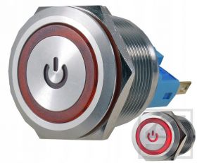 Przełącznik LB22MP-RED 22mm POWER podśw. LED 9-24VDC;chwilowy;2A/250V