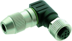 Złącze okrągłe, M12, Gniazdo prawe kątowe 4P HARAX montaż na kablu 21011405091