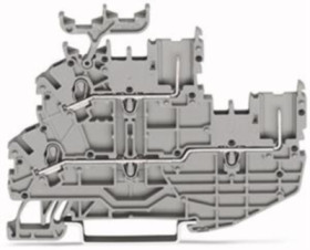 1-wire/1-pin double level terminal, spring-clamp connection, 0.14-1.5 mm², 2 pole, 13.5 A, 6 kV, gray, 2020-2232