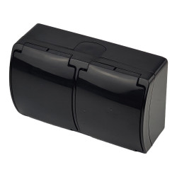 Gniazdo podwójne SCHUKO natynkowe ViPlast Koala IP44 czarne 182‑05 VG-2 182-05
