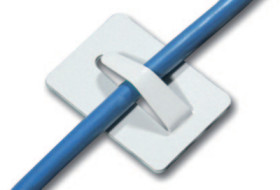 Cable clamp, max. bundle Ø 4 mm, steel, galvanized, white, self-adhesive, (L x H) 20 x 30 mm, 07110031000