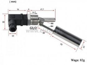 Sonda poziomu kątowa; gwint l=15mm; +85°C